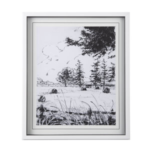 Farm View II by Mercana Studio a Hand Embellished Textured Framed Art Print Matted under Glass
