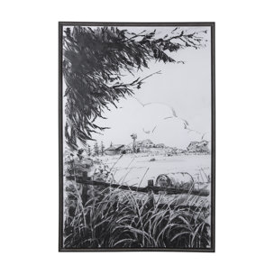 Farm View I by Mercana Studio a Hand Embellished Textured Framed Canvas