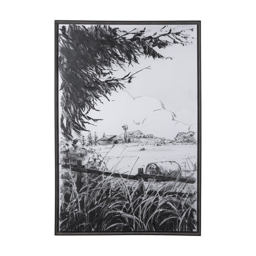 102098-FL - Farm View I by Mercana Studio a Hand Embellished Textured Framed Canvas