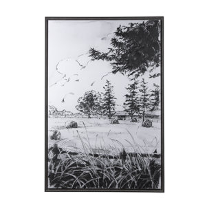 Farm View II by Mercana Studio a Hand Embellished Textured Framed Canvas