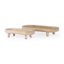 70066 - Carver Set of 2 Oblong White Washed Wood Footed Trays 