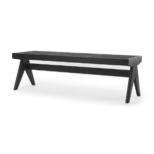 Arvin 59.1L x 17.7W x 18.1H Black Wooden Bench