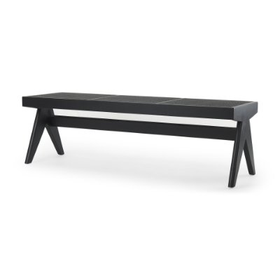 70069 - Arvin 59.1L x 17.7W x 18.1H Black Wooden Bench