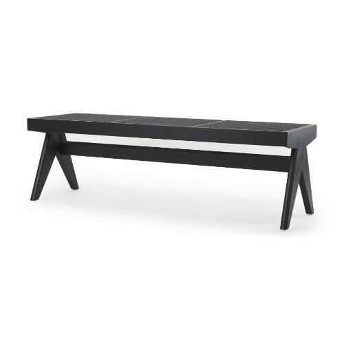 70069 - Arvin 59.1L x 17.7W x 18.1H Black Wooden Bench