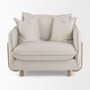 68713 - Roy II Beige Upholstered and Brown Wood Frame Arm Chair 