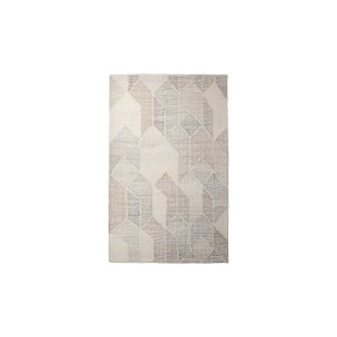 Kolt 5x8 Neutral Geometric Patterned Wool Area Rug