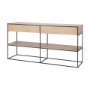 69716 - Morris 63.0L x 15.0W x 31.0H Beige Wood w/ Black Metal Frame 2 Drawer Console Table