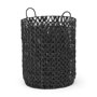 69608 - Lola (Set of 3) Black Water Hyacinth Zig Zag Weave Round Basket W/ Handles
