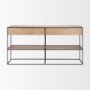 69716 - Morris 63.0L x 15.0W x 31.0H Beige Wood w/ Black Metal Frame 2 Drawer Console Table