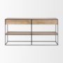 69716 - Morris 63.0L x 15.0W x 31.0H Beige Wood w/ Black Metal Frame 2 Drawer Console Table