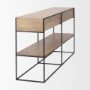69716 - Morris 63.0L x 15.0W x 31.0H Beige Wood w/ Black Metal Frame 2 Drawer Console Table
