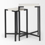 68240 - Lucas III (Set of 2) 15L x 15W; 12L x 12W White Marble W/Black Iron Frame Accent Tables