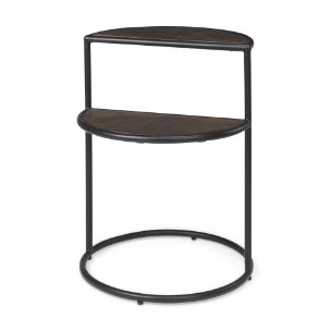 Arlo 20.5L x 20.5W x 24.4H Brown Wood W/Black Metal End Table