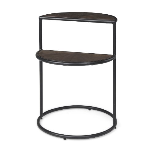 69735 - Arlo 20.5L x 20.5W x 24.4H Brown Wood W/Black Metal End Table