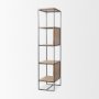 69717 - Morris 19.75 L x 15.0W x 72.5H Beige Wood W/Black Metal Frame 4-Tier Shelving Unit