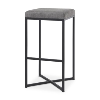 69575 - Frodo 29.75H Gray Fabric Seat W/Black Iron Frame Bar Stool