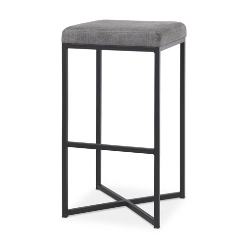 69575 - Frodo 29.75H Gray Fabric Seat W/Black Iron Frame Bar Stool