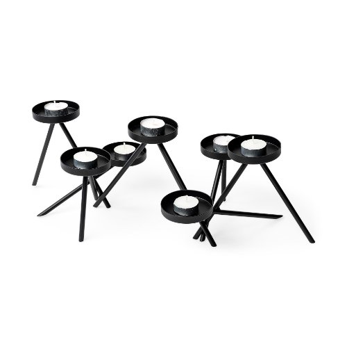 68942 - Meira Black Metal Seven Votive Table Candle Holder 