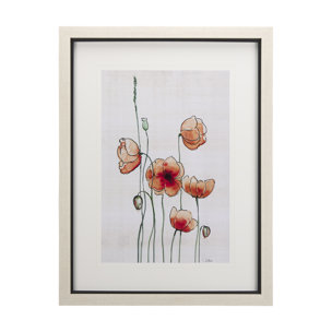 Meadow flowers I by Mercana Studio a Hand Embellished Textured Framed Art Print Matted under Glass