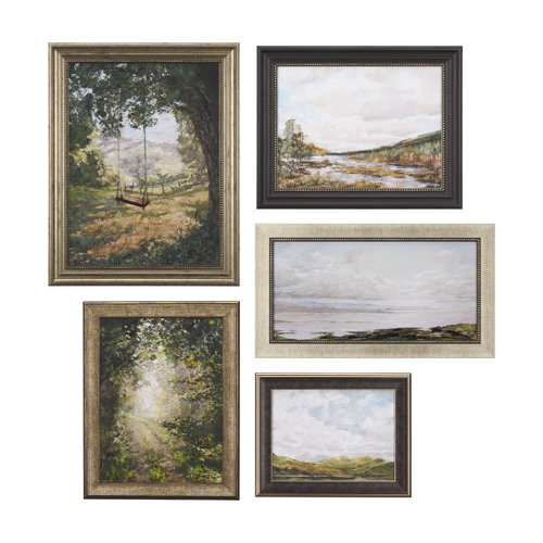 14173 - Sea View (Set of 5) by Mercana Studioa Hand Embellished Textured Framed Art Print