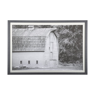 Grey & White Barn I by Mercana Studio Hand Embellished Textured Framed Photo Art Print Matted under 