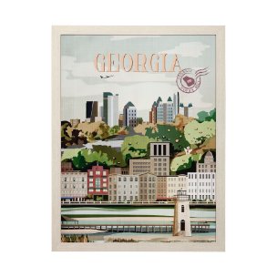 Georgia Go USA (L) by Mercana Studio a Hand Embellished Decograph Framed Art Print
