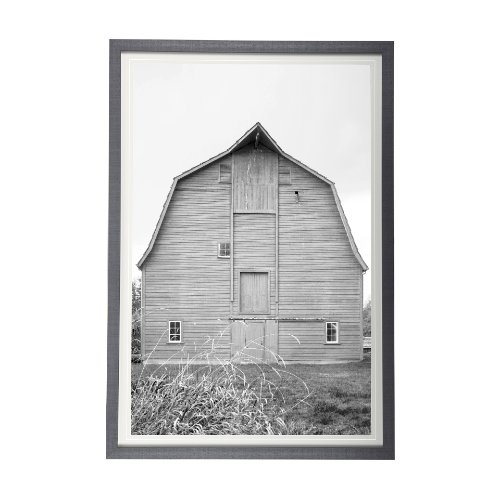 14180 - Grey & White Barn Ii by Mercana Studio Hand Embellished Textured Framed Photo Art Print Matted under
