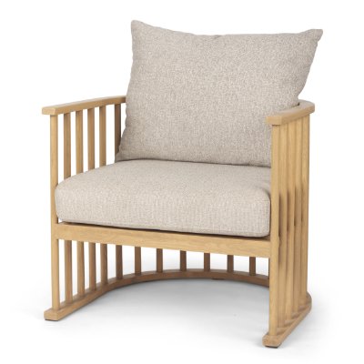 69826 - Kopari Beige Fabric W/Light Brown Wood Accent Chair