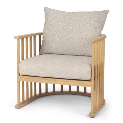 69826 - Kopari Beige Fabric W/Light Brown Wood Accent Chair
