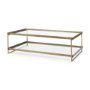 69783 - Trey 56.0L x 32.0W x 17.0H Gold Metal W/Glass Coffee table