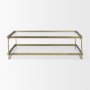 69783 - Trey 56.0L x 32.0W x 17.0H Gold Metal W/Glass Coffee table