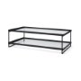 69786 - Trey 56"L x 32"W x 17"H Black Metal W/Glass Coffee Table