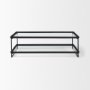 69786 - Trey 56"L x 32"W x 17"H Black Metal W/Glass Coffee Table