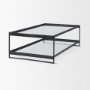 69786 - Trey 56"L x 32"W x 17"H Black Metal W/Glass Coffee Table
