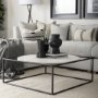 69213 - Austen 36L x 36W x 14.5H Round White Marble Top W/ Black Metal Frame Coffee Table