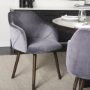 68320 - Ronald II Grey Velvet Wrap Black Wooden Base Dining Chair