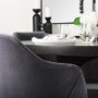 68320 - Ronald II Grey Velvet Wrap Black Wooden Base Dining Chair