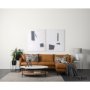 68489-AB - Larkin 48" Oval White Marble Top and Solid Wood Shelf w/ Black Metal Frame Coffee Table