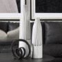 68625 - Kira I Small White Pinstripe Ceramic Vase 