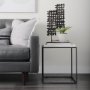 68843-AB - Nathan II 18" x 20" Square Top White Marble and Black Metal End/Side Table 