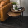 69282 - Marquisa (Set of 2) 22.5L x 22.5W x 20.8H Light Brown Wood W/ Black Metal Base Nesting Side Tables