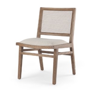 Wynn Cane Back Dining Side Chair | Fabric w/ Brown Wood