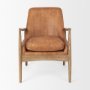 69815 - Westan Cognac Faux Leather W/Medium Brown Wood Accent Chair