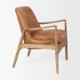 69815 - Westan Cognac Faux Leather W/Medium Brown Wood Accent Chair