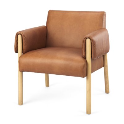 69817 - Ashton Brown Leather w/ Light Wood Accent Chair