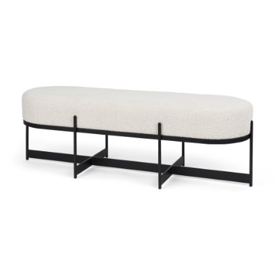 69836 - Amelia 55.0L x 18.0W x 18.0H Cream Boucle W/Black Metal Upholstered Bench