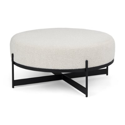 69837 - Amelia 35.8L x 35.8W x 17.5H Cream Boucle W/Black Metal Upholstered Ottoman