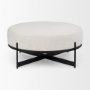 69837 - Amelia 35.8L x 35.8W x 17.5H Cream Boucle W/Black Metal Upholstered Ottoman