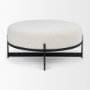 69837 - Amelia 35.8L x 35.8W x 17.5H Cream Boucle W/Black Metal Upholstered Ottoman