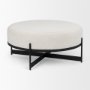 69837 - Amelia 35.8L x 35.8W x 17.5H Cream Boucle W/Black Metal Upholstered Ottoman